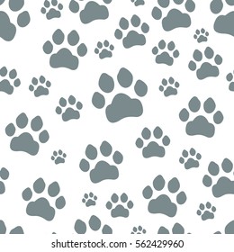 Paw print seamless. Traces of Cat Textile Pattern. Vector seamless