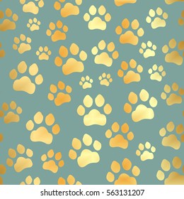 Paw print seamless. Traces of Cat Textile Pattern. Vector seamless