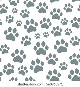 Paw print seamless. Traces of Cat Textile Pattern. Vector seamless