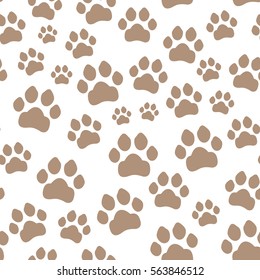 Paw print seamless. Traces of Cat Textile Pattern. Vector seamless