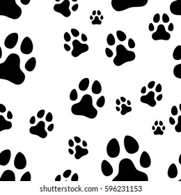 Paw print seamless. Traces of Cat Textile Pattern. Cat footprint seamless pattern. Vector seamless