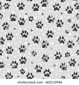 Paw print seamless. Traces of Cat Textile Pattern. Vector seamlessv