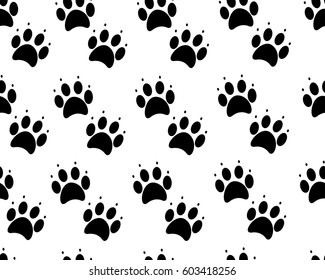 Paw print seamless. Traces of Cat Textile Pattern. Vector seamless