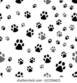 Paw print seamless. Traces of Cat Textile Pattern. Cat footprint seamless pattern. Vector seamless