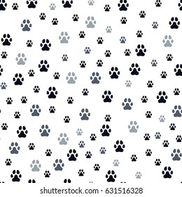 Paw print seamless. Traces of Cat Textile Pattern. Cat footprint seamless pattern. Vector seamless
