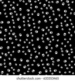 Paw print seamless. Traces of Cat Textile Pattern. Cat footprint seamless pattern. Vector seamless