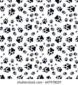 Paw print seamless. Traces of Cat Textile Pattern. Cat footprint seamless pattern. Vector seamless