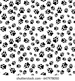 Paw print seamless. Traces of Cat Textile Pattern. Cat footprint seamless pattern. Vector seamless