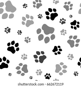Paw print seamless. Traces of Cat Textile Pattern. Cat footprint seamless pattern.
