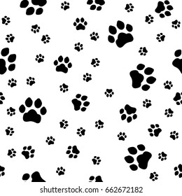 Paw print seamless. Traces of Cat Textile Pattern. Cat footprint seamless pattern.