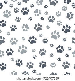 Paw print seamless. Traces of Cat Textile Pattern. Cat footprint seamless pattern. Vector seamless