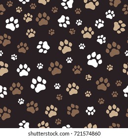 Paw print seamless. Traces of Cat Textile Pattern. Cat footprint seamless pattern.