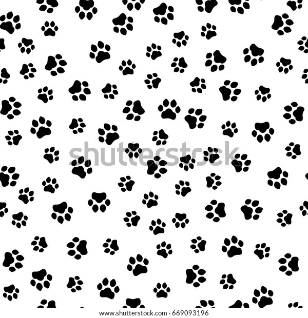 Paw Print Seamless Traces Cat Textile Stock Vector (Royalty Free ...