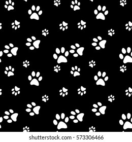 Paw print seamless. Vector background.