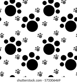 Paw print seamless. Vector background.