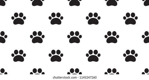 paw print seamless vector dog footprint pattern kitten puppy tile background repeat wallpaper isolated illustration cartoon