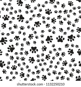 Paw print seamless. Vector Illustration. 