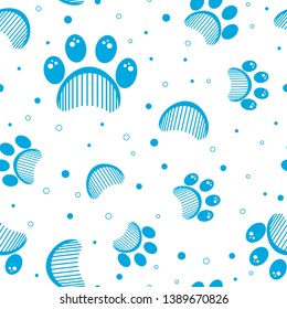 Paw print seamless vector pattern 