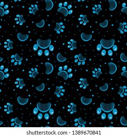 Paw print seamless vector pattern 