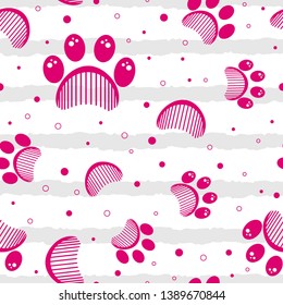 Paw print seamless vector pattern 