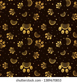 Paw print seamless vector pattern 