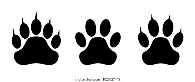 Paw print set. Vector illustration.