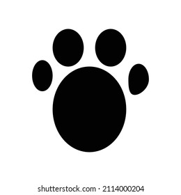 Paw print silhouette icon. Cat and dog footprint vector.