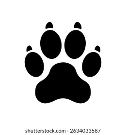 Paw Print silhouette icon vector flat design on white background