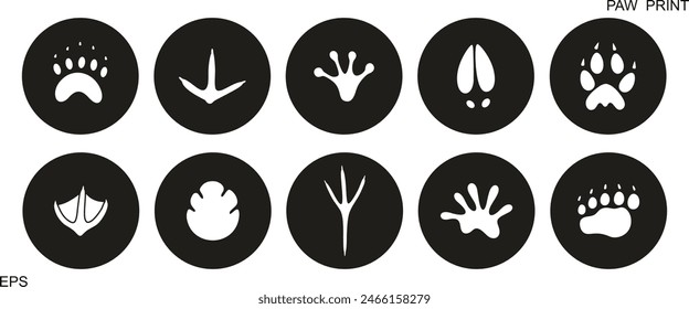 Paw print silhouette. Isolated paw print on white background