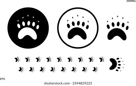 Paw print silhouette. Isolated paw print on white background