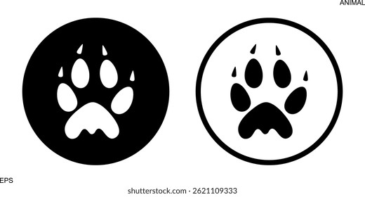 Paw print silhouette. Isolated paw print on white background