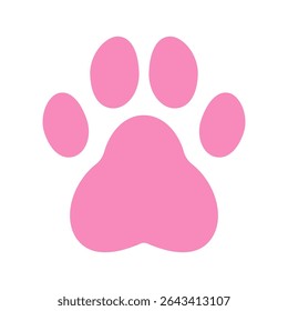 Paw print silhouette in minimalist style, in pink color, perfect for pet themes, children's projects, or cute animal logos.