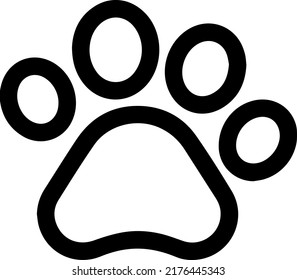paw print silhouette symbol vector icon - black and white style.