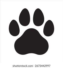 Paw Print silhueta vetor com fundo branco.