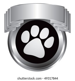 paw print silver shiny display