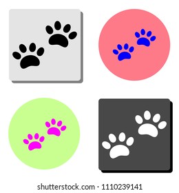 Paw Print. simple flat vector icon illustration on four different color backgrounds