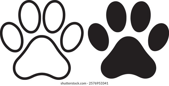 Paw print simple icons for animal lovers