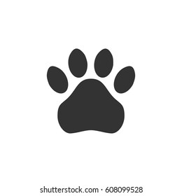 Paw print. Simple monochrome pets footprint. Vector icon, symbol