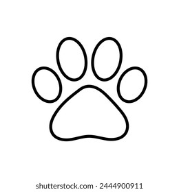 Paw print sketch icon. Animal paw print line icon. Dog or cat paw print. Pet footprint sign. Dog track icon. Vector illustration. Eps file 67.