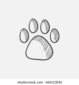 Paw print sketch icon set for web, mobile and infographics. Hand drawn vector isolated icon.