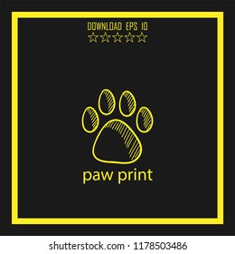 paw print sketch vector icon