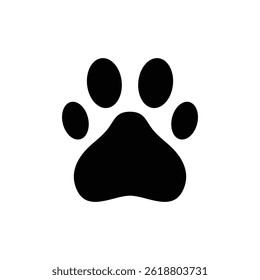Paw print symbol in flat vector style. Animal paw clip art design