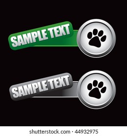paw print tilted green and gray banners