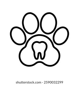 Paw print with a tooth for pet dental health awareness