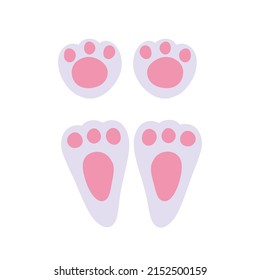 Paw Print. Trace Of Cute Easter Bunny Paw. Rabbit Or Hare Footprint. Bunny Foot Prints On Snow. Hare Steps Track Trace. Vector Illustration Isolated On White Background.