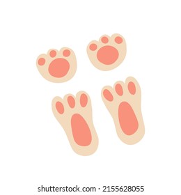 Paw Print. Trace Of Cute Pawprint Easter Bunny Paw. Rabbit Or Hare Footprint. Bunny Foot Prints On Snow. Hare Steps Track Trace. Vector Illustration Isolated On White Background.