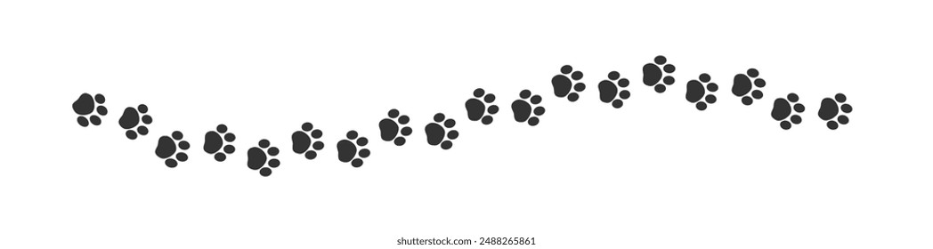 Paw print track trail border separator silhouette clipart