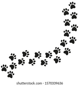 Paw print trail isolated on white background. Dog or cat paws print. Animal steps. Vector