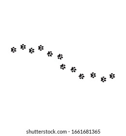 Paw print trail on white background. Seamless texture of a Paw print trail on white background. Vector cat or dog
