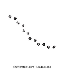 Paw print trail on white background. Seamless texture of a Paw print trail on white background. Vector cat or dog